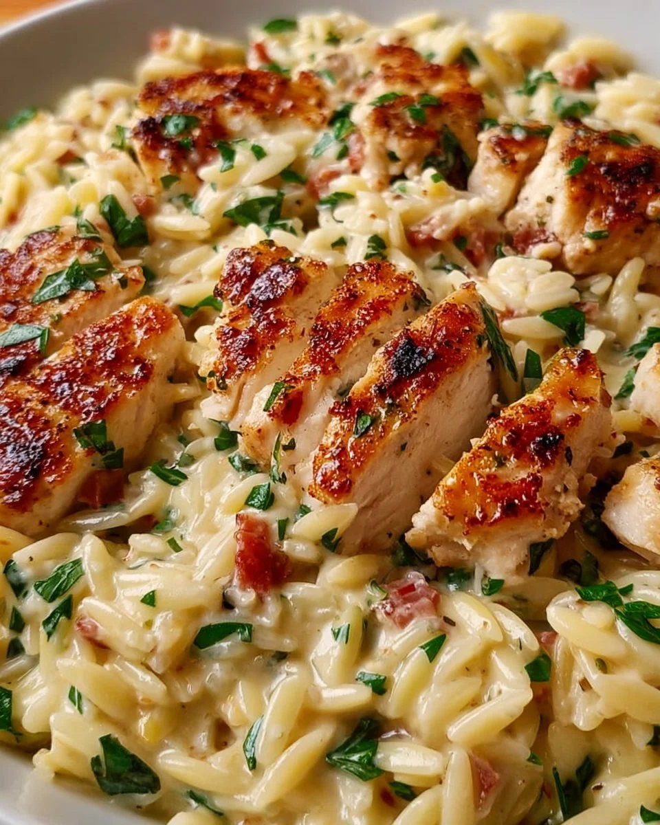 Boursin-Orzo mit Hühnchen