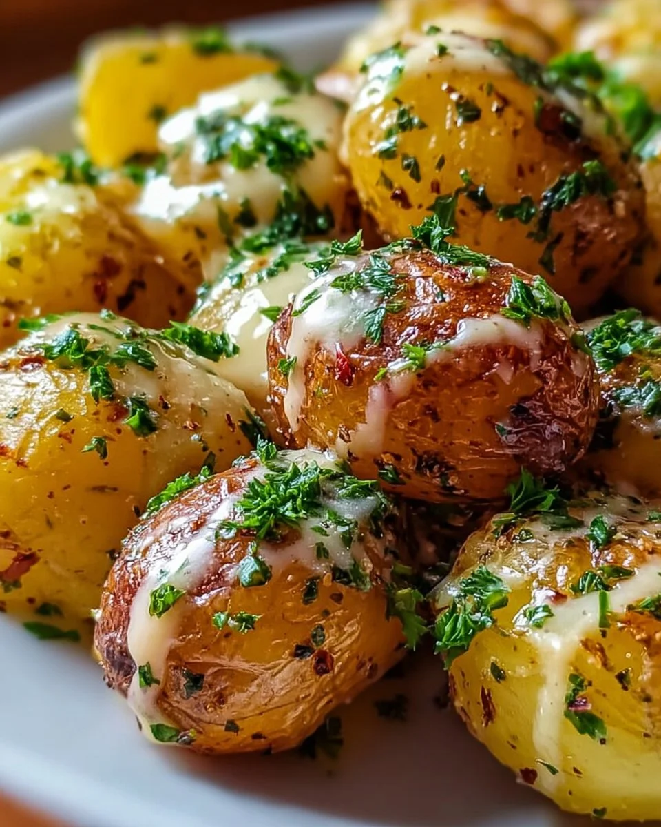 Cremige Knoblauch-Babykartoffeln