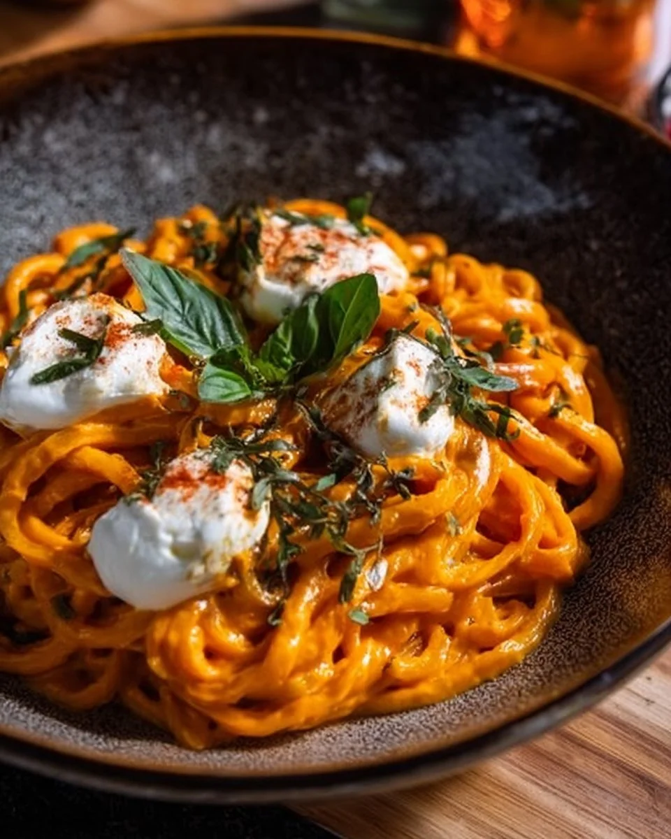 Cremige Paprika-Pasta mit Burrata und Kräutern: Ein unglaubliches ultimatives Rezept