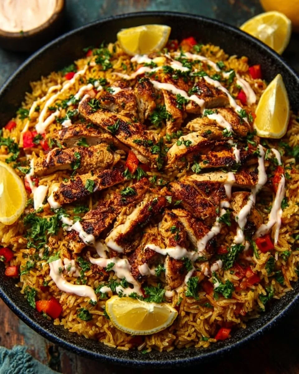 Eintopf-Hühnchen-Schawarma-Reis