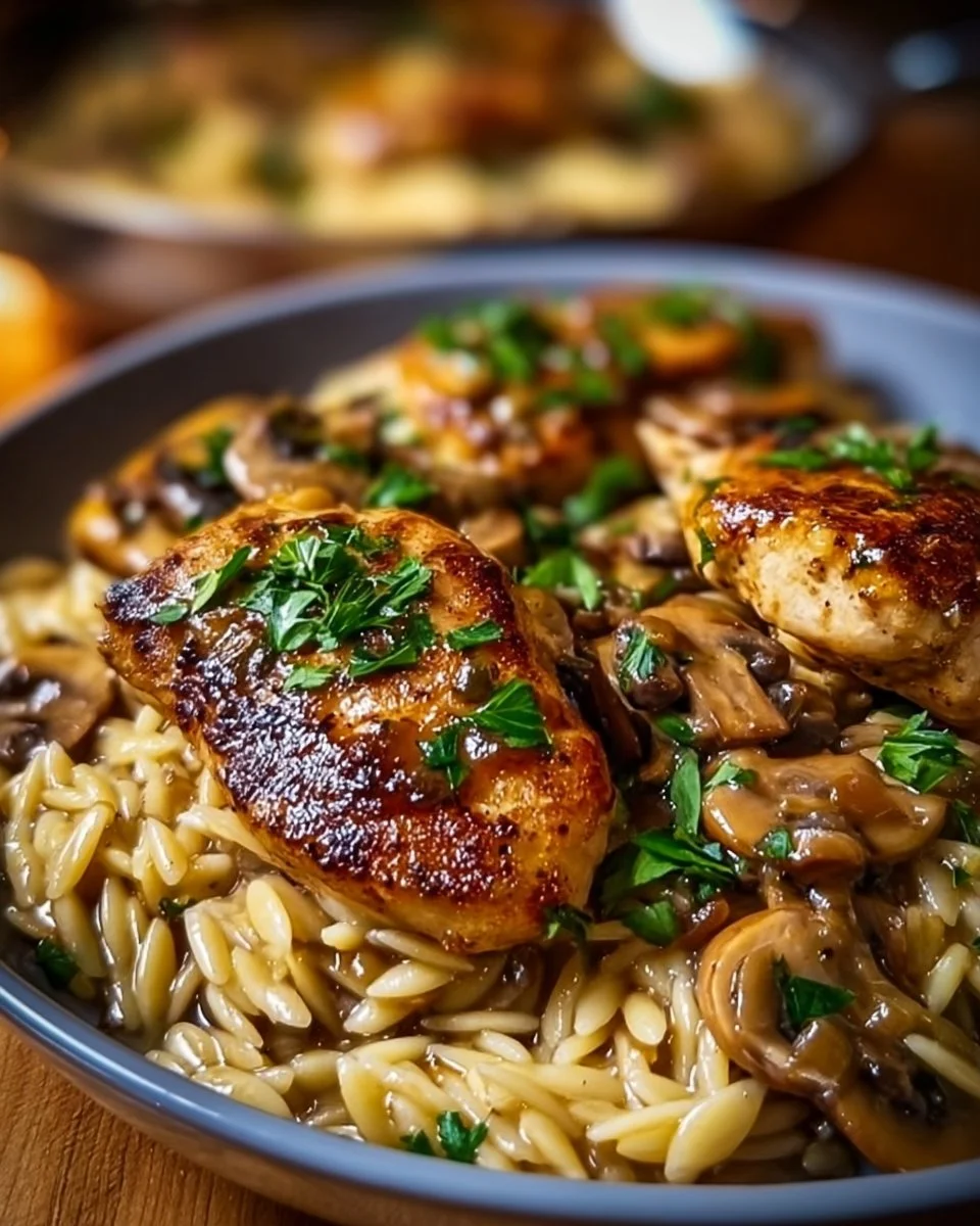 Marsala-Hühnchen-Orzo