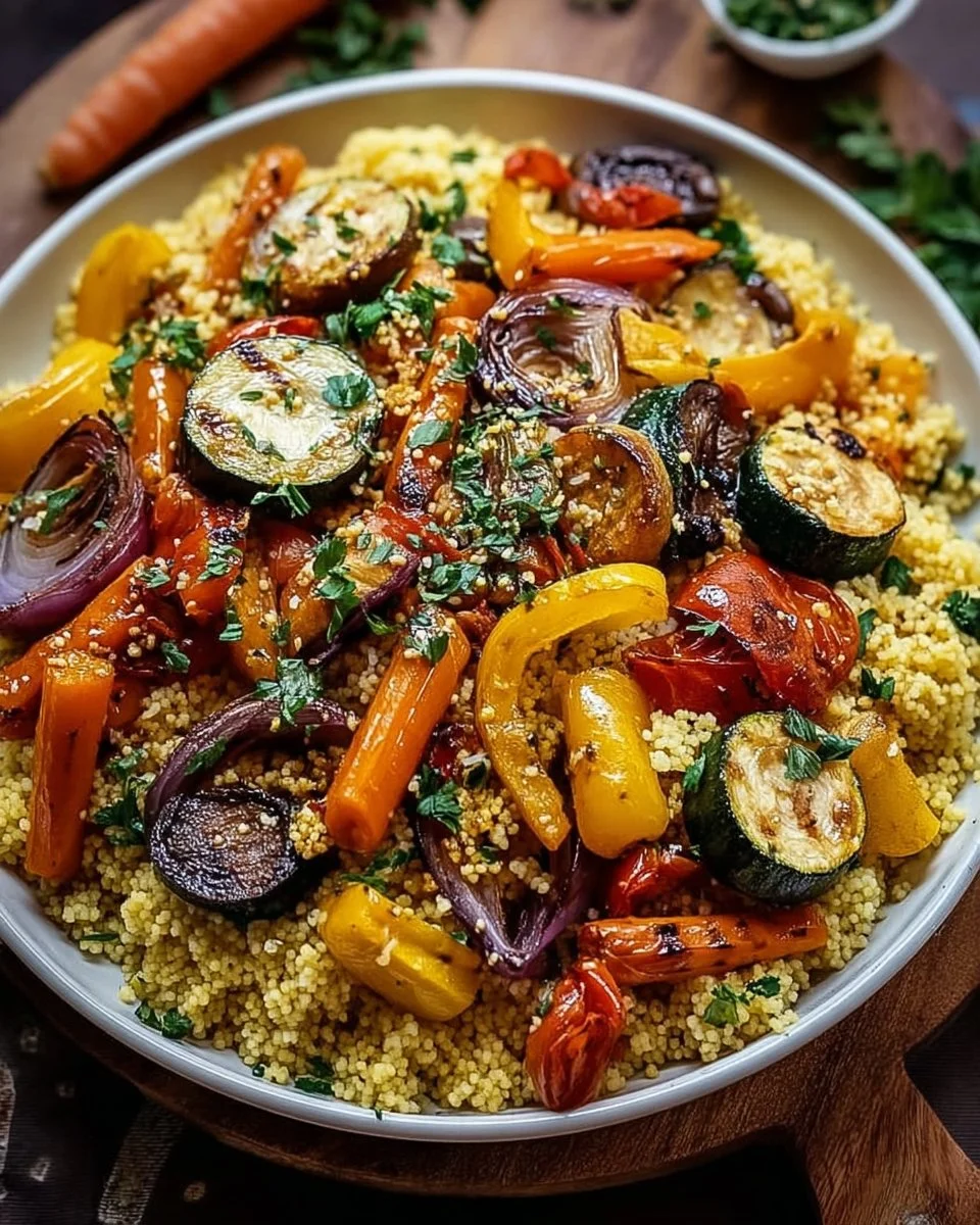 Meistern Sie, wie man marokkanischen Couscous mit geröstetem Gemüse in 30 Minuten zubereitet!