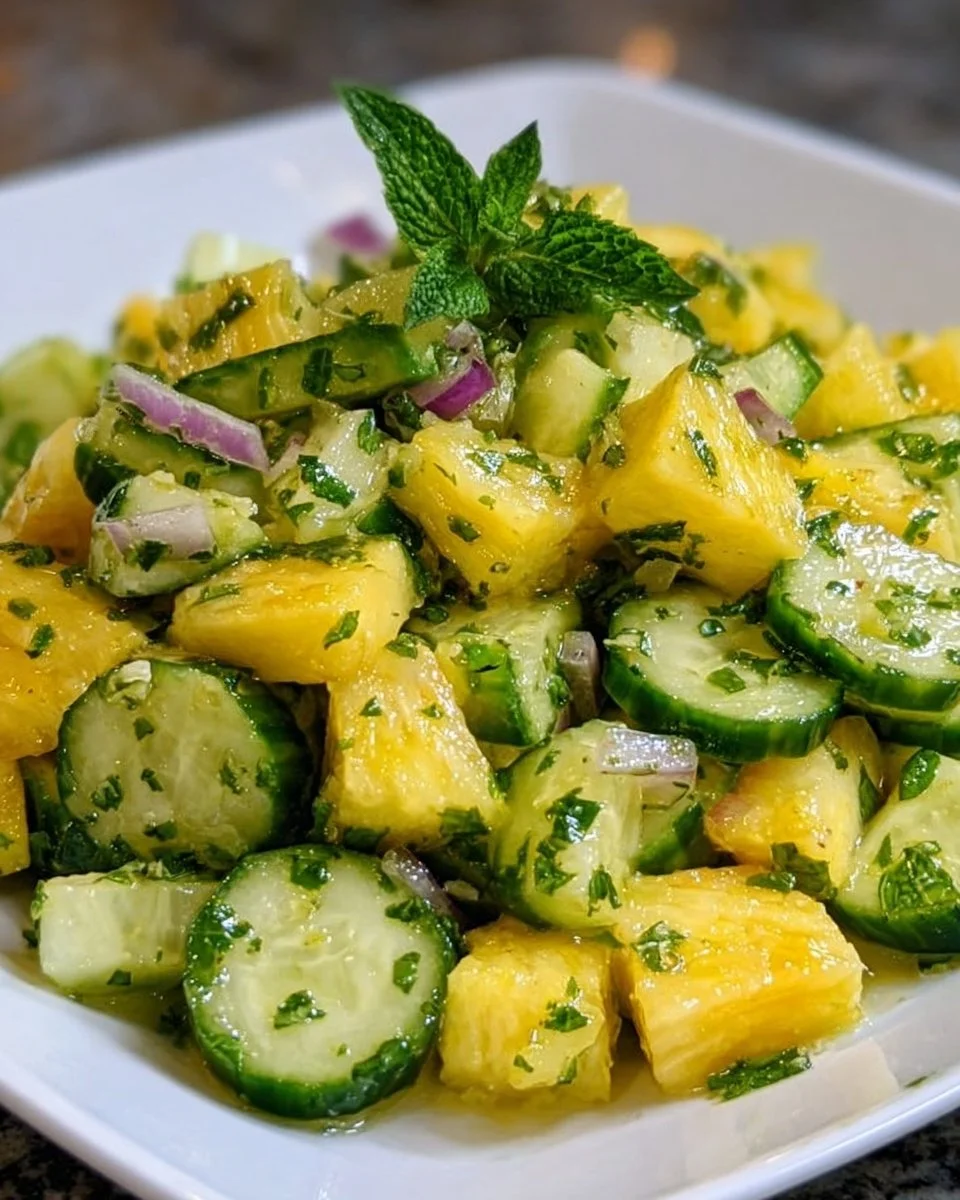 Frischer Ananas-Gurken-Salat in einer Schüssel