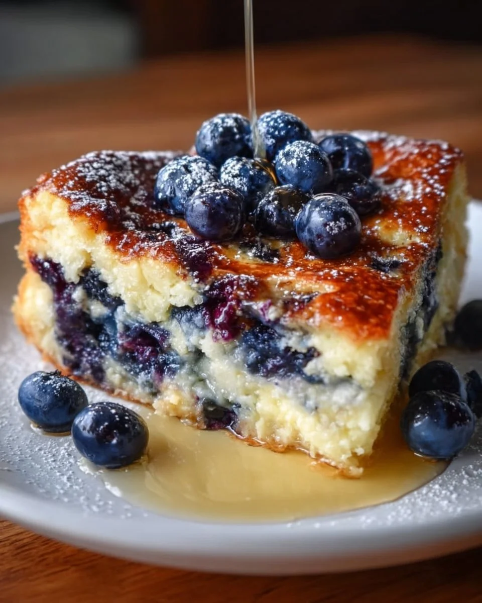 Blaubeer-Buttermilch-Pfannkuchen-Auflauf