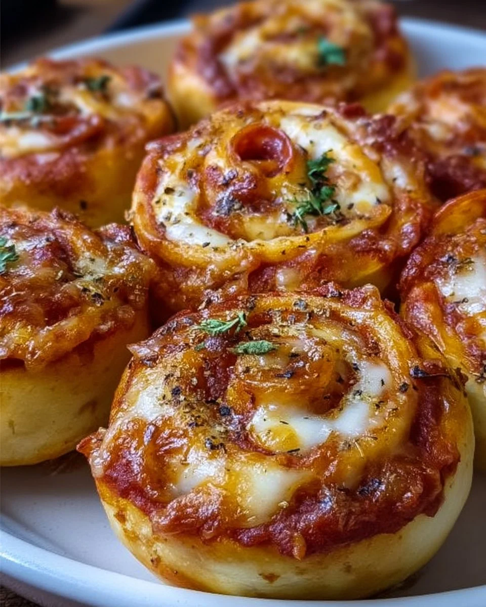 Blitzschnelle Pizzaschnecken auf einem Teller serviert