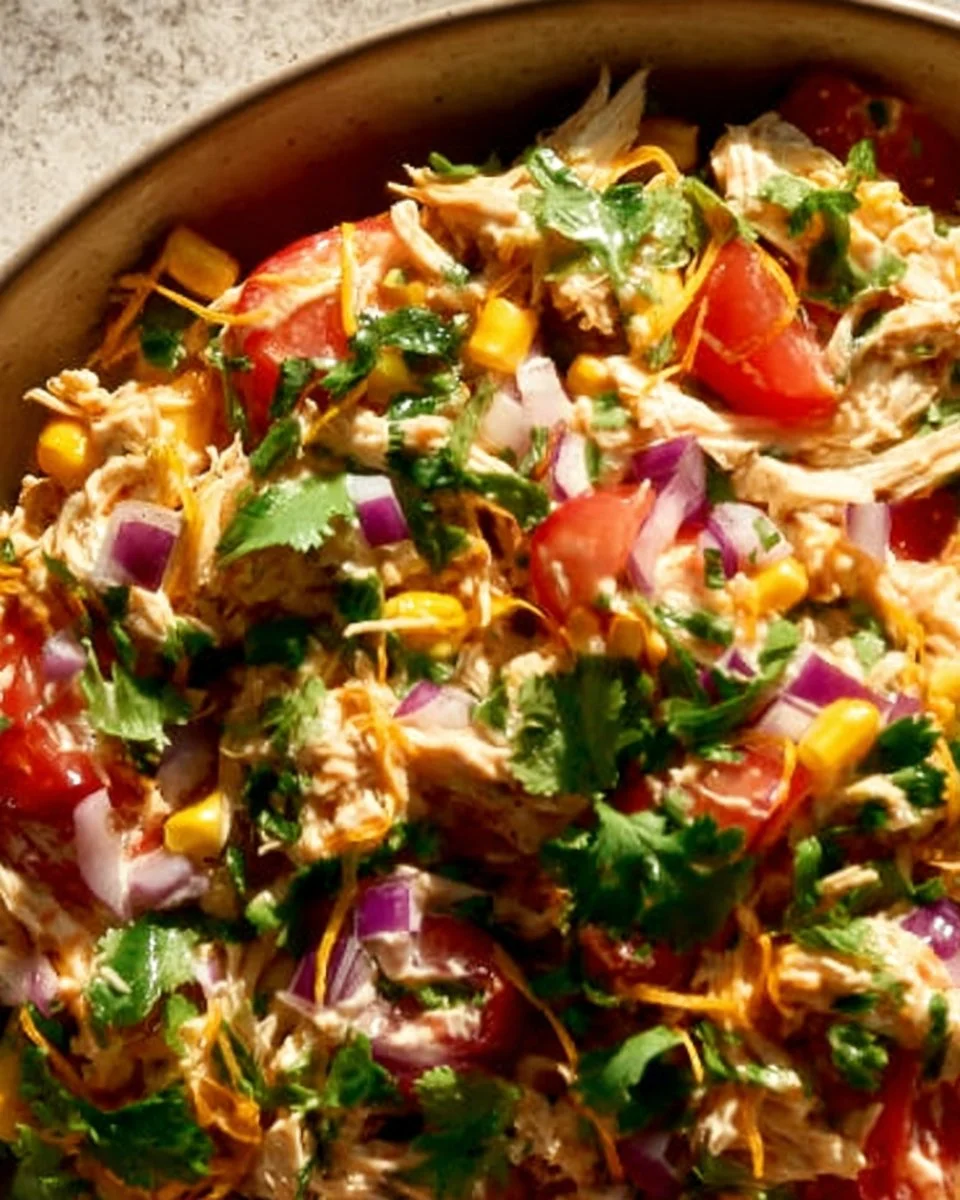 Chipotle-Limetten-Hühnchensalat mit frischen Zutaten und würzigem Dressing