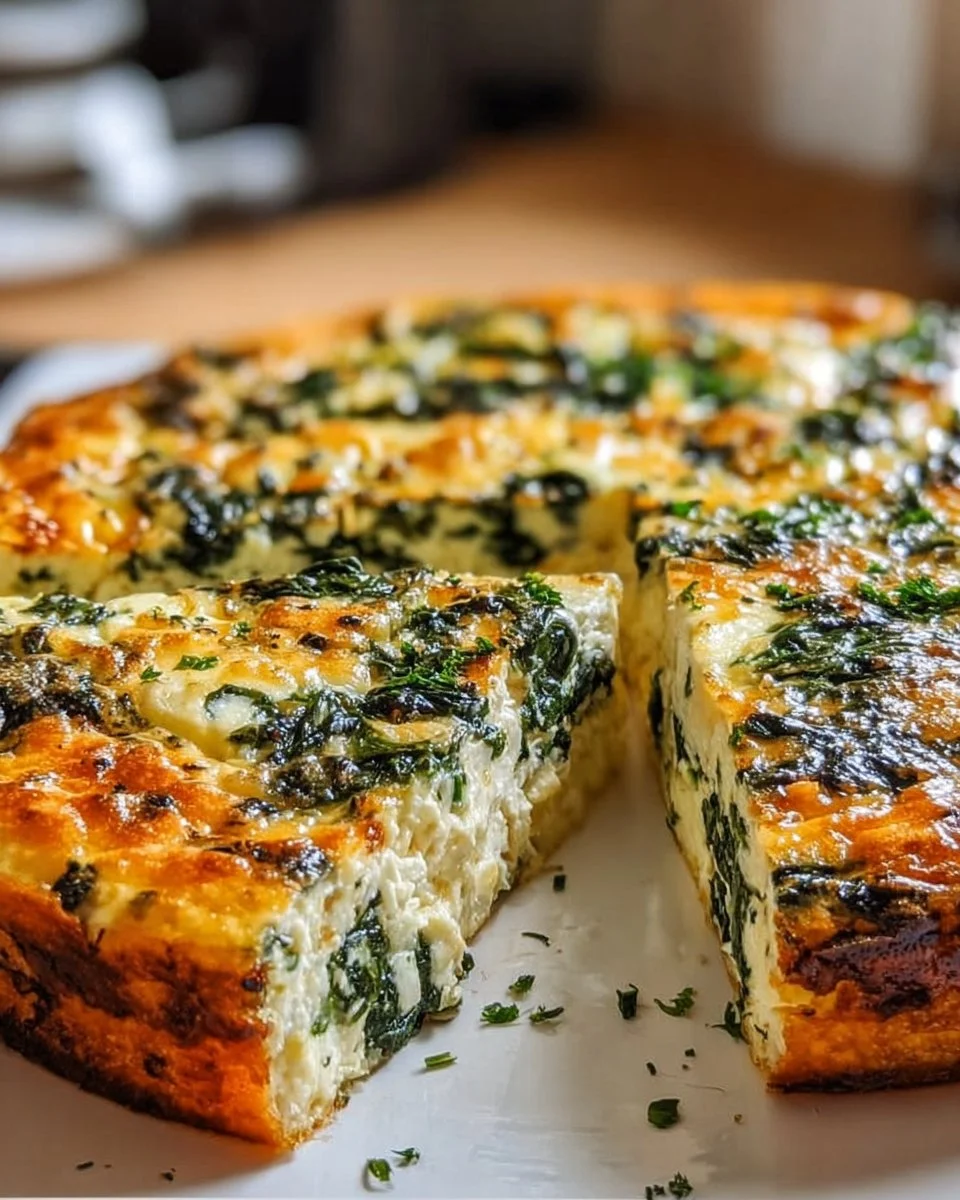 Cottage Cheese Spinach Quiche ohne Boden, gesundes Rezept mit Spinat und Quark