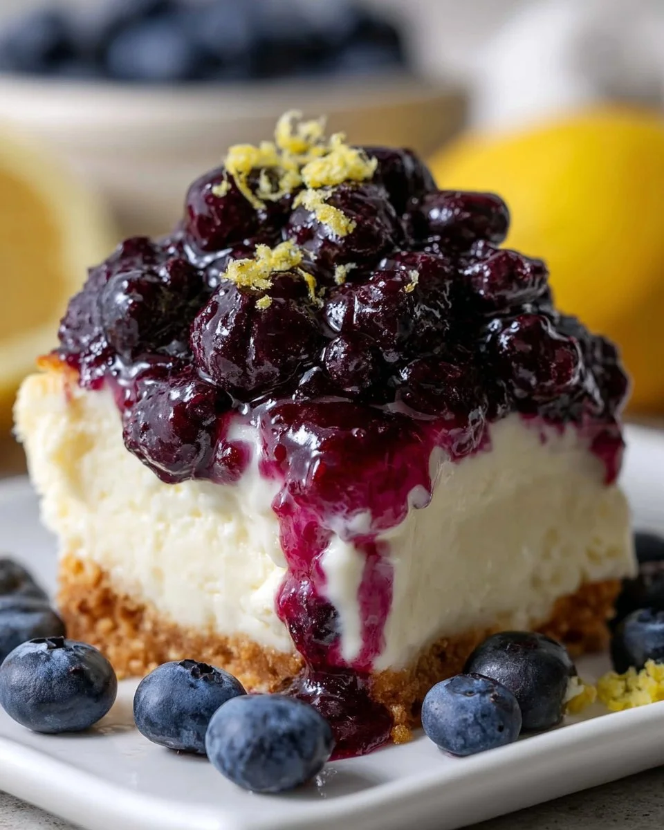 Cream Cheese Lemon Dessert mit Heidelbeer-Topping