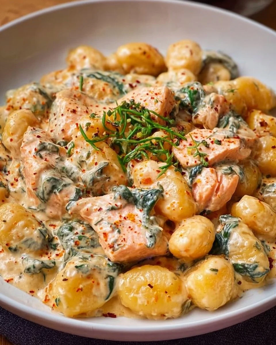 Cremiger Lachs-Gnocchi