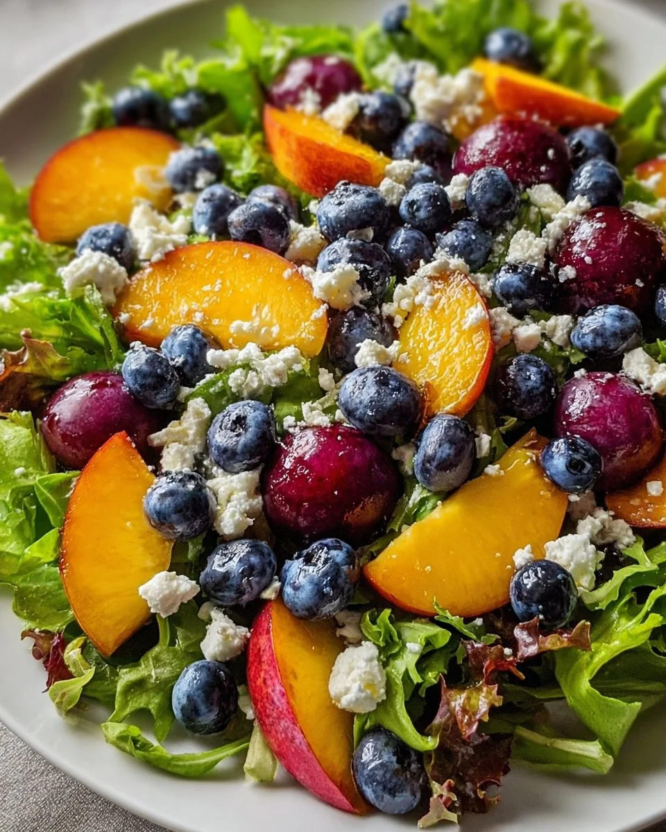 Erfrischender Pfirsich-Blaubeer-Salat