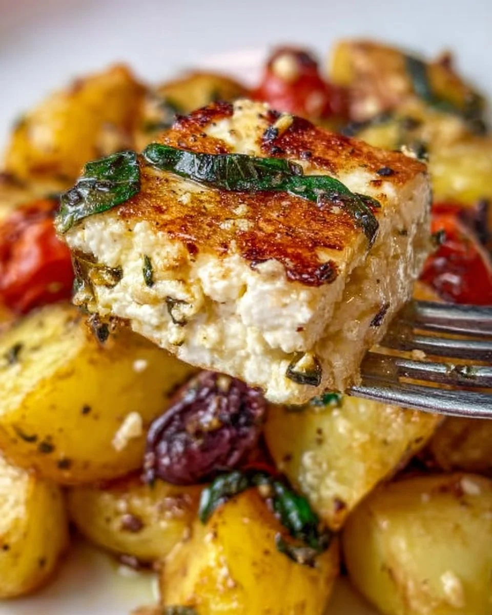 Gebackene Feta-Kartoffeln | Einfache mediterrane Diätrezepte, Vollwertrezepte, Gesunde Rezepte