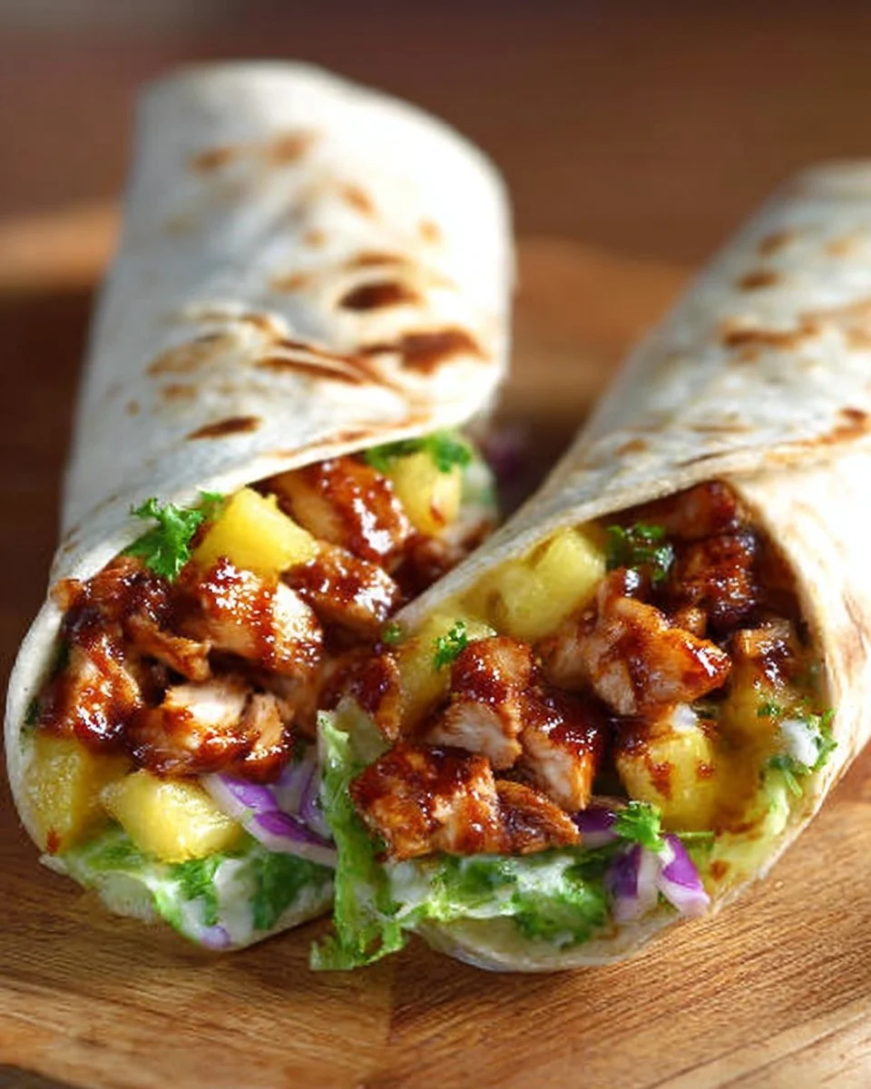Hawaiianische BBQ-Hühnchen-Wraps