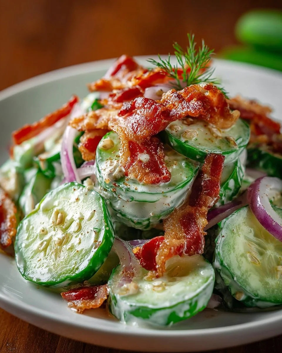 Herzhafter Gurkensalat mit Speck
