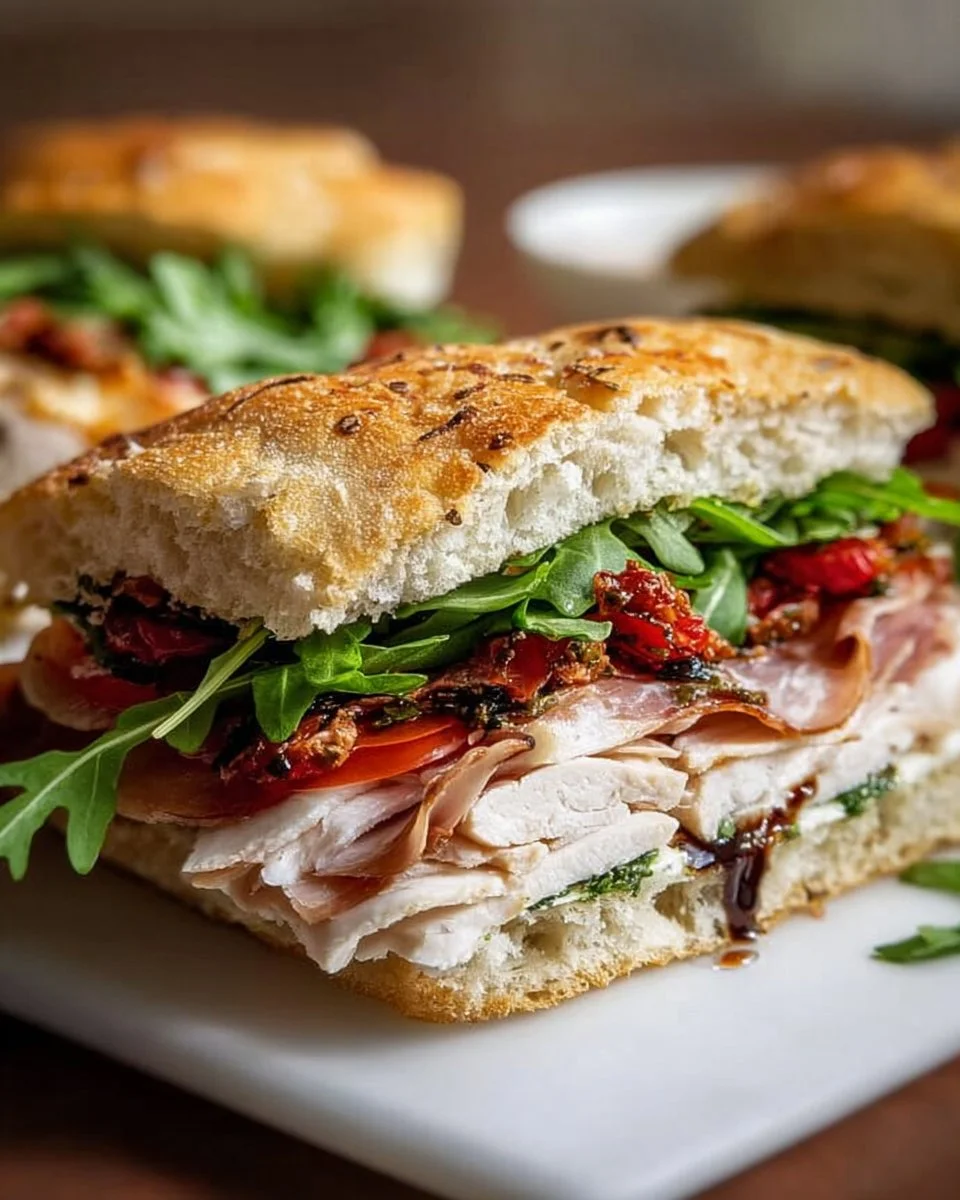 Italienische Truthahn-Focaccia-Sandwiches