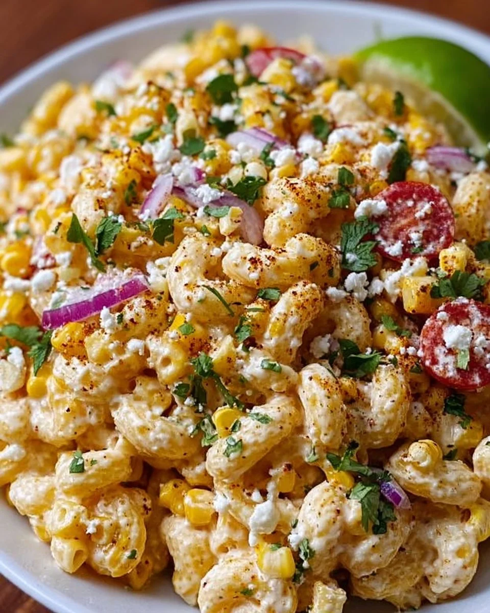 Mexikanischer Straßenmais-Pasta-Salat mit frischen Zutaten