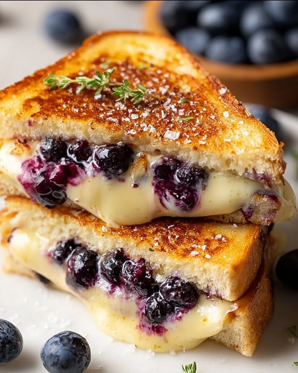 Saftiges Blaubeer-Überbackenes Käse-Sandwich