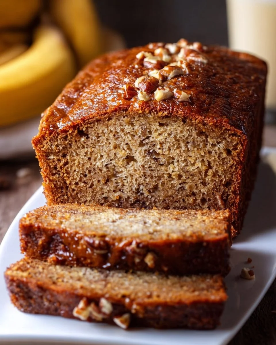 Leckeres, saftiges Bananenbrot aus reifen Bananen gebacken