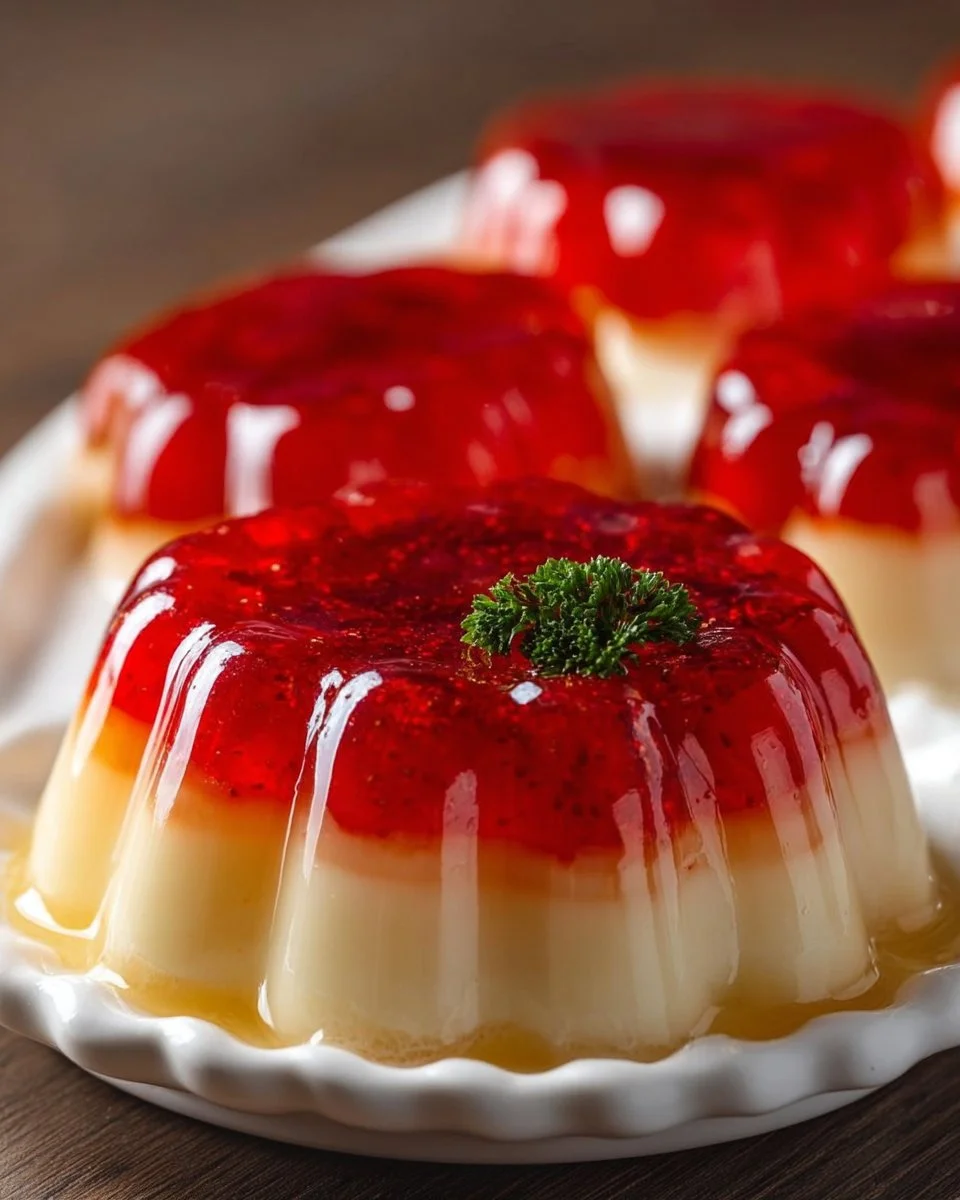 Leckeres Gelee Pudding-Dessert auf einem Teller