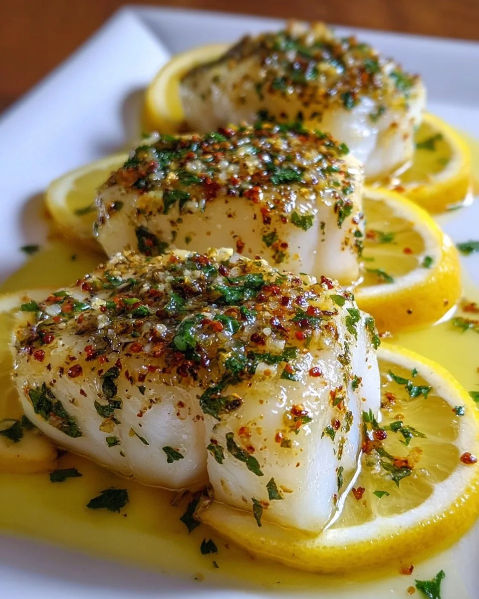 Gesunder Zitronenbutter gebackener Kabeljau
