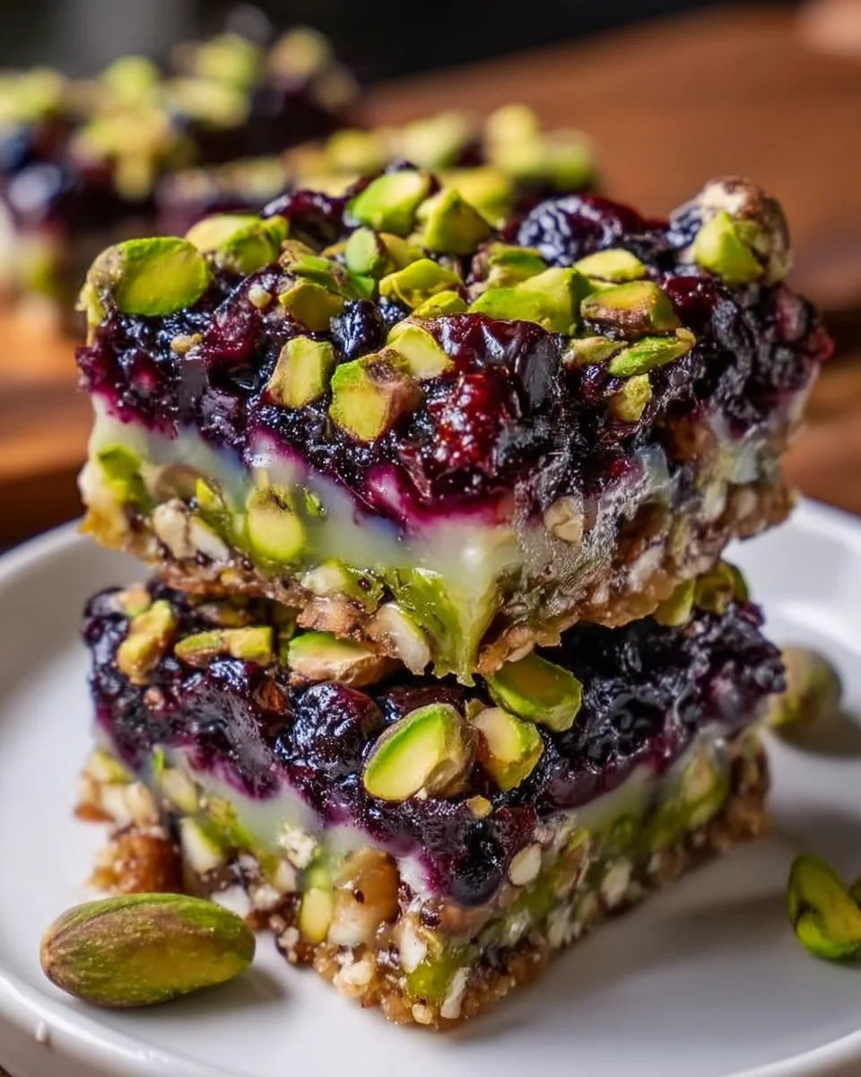 Schwarze Johannisbeer-Pistazien-Traumriegel