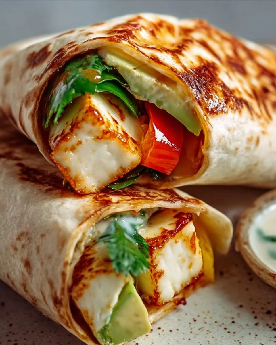 Süße Chili-Halloumi-Wraps mit frischem Gemüse und aromatischen Gewürzen