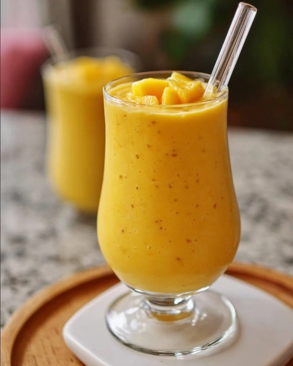 Erfrischender tropical Mango-Pineapple Smoothie in einem Glas