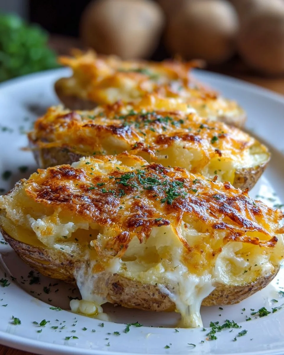 Überbackene Kartoffeln mit drei Käsesorten