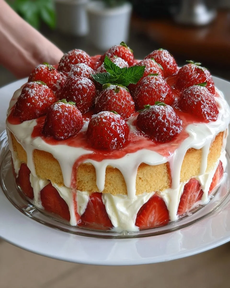 Erdbeerkuchen mit Vanillecreme