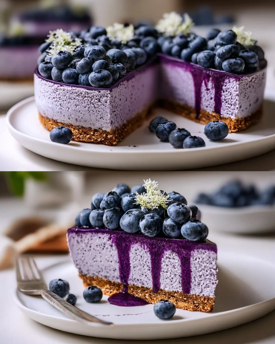 Gekühlter Blaubeer-Chia-Kuchen