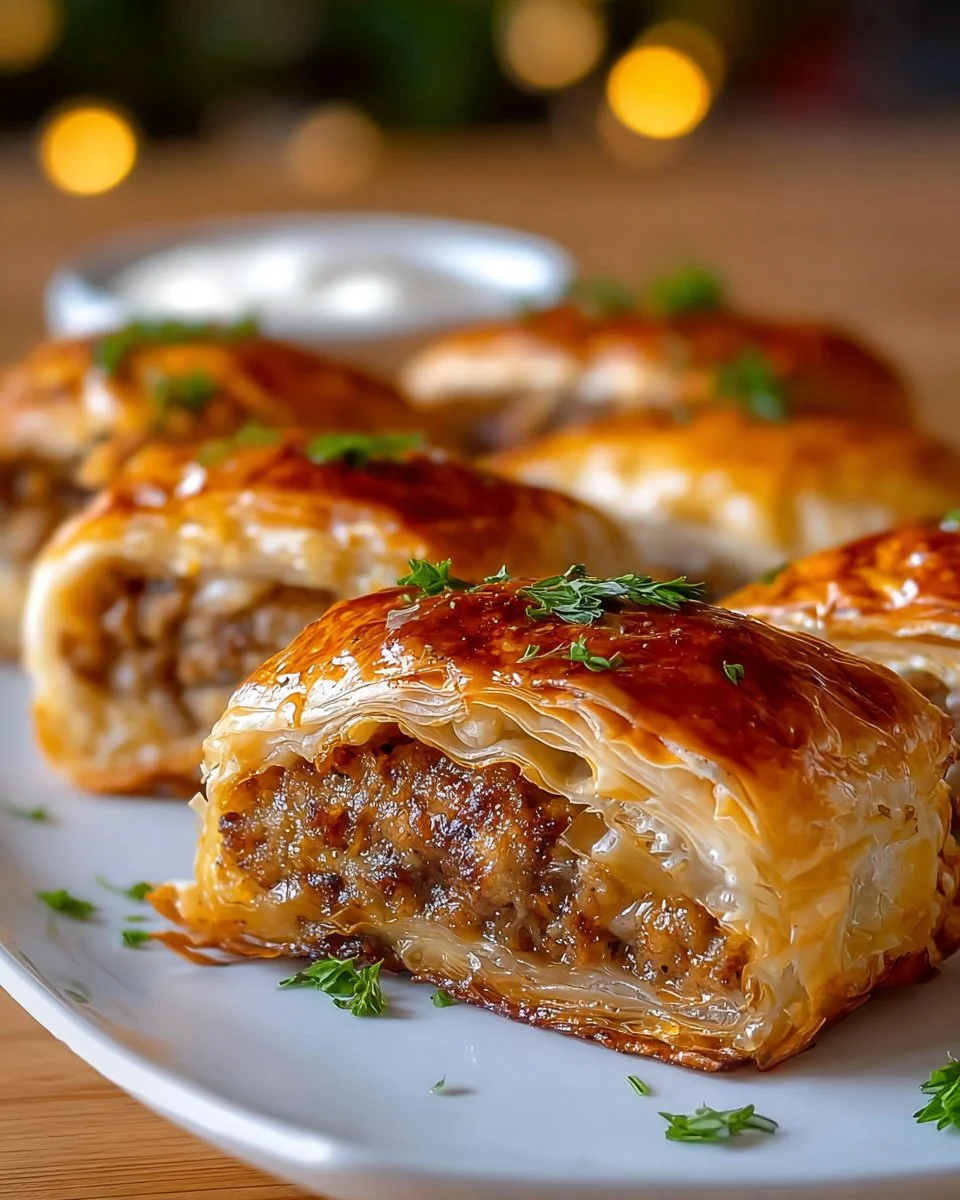 Verführerische Französische Zwiebel-Wurstrollen
