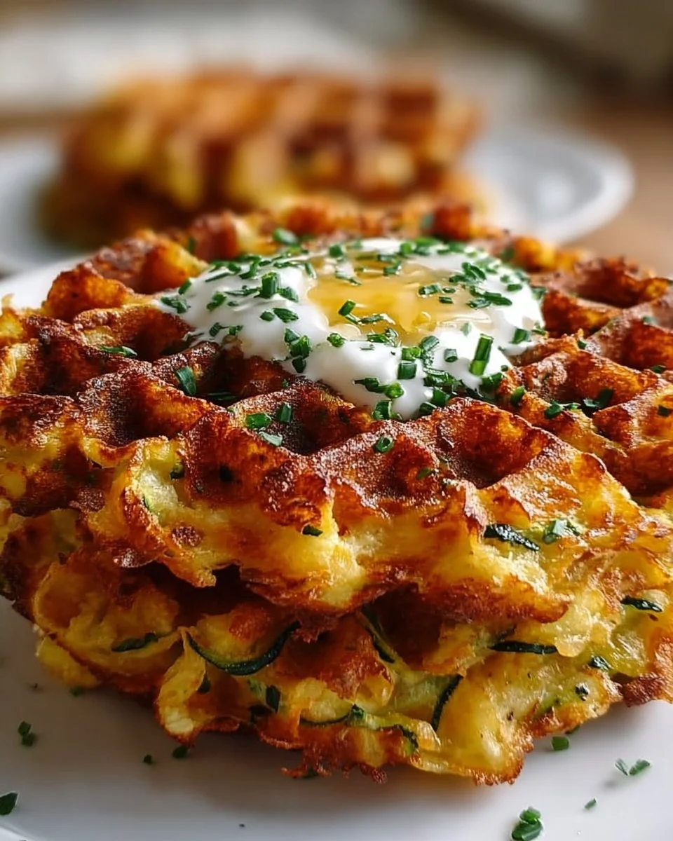Zucchiniwaffeln mit Cheddar