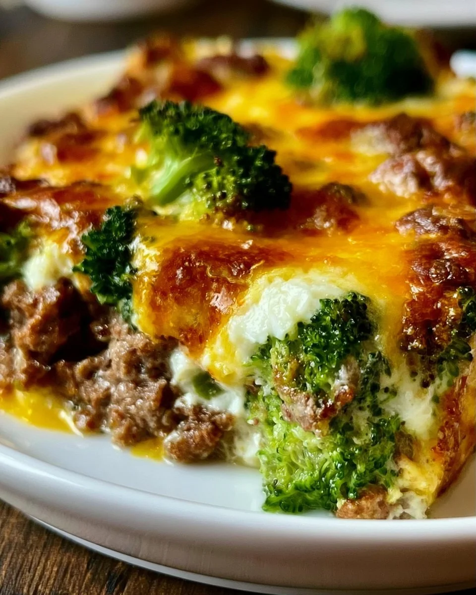 Fitness casserole with broccoli and ground beef