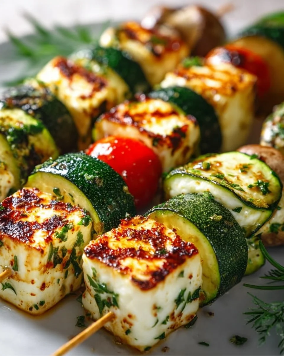 Halloumi Zucchini Spieße Vom Grill: Sommerlich, Lecker &amp; Vegetarisch