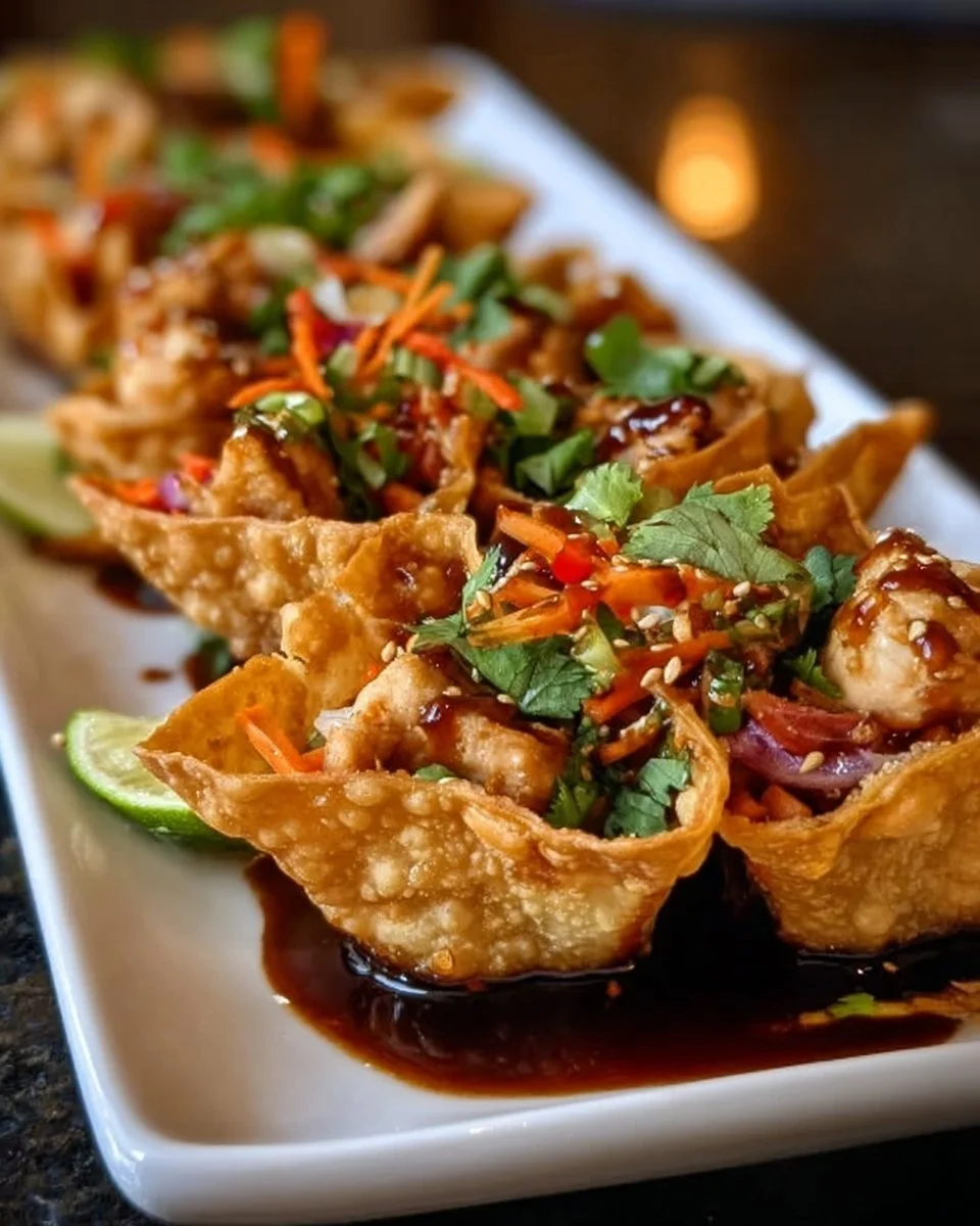 Knusprige Teriyaki-Hühnchen-Wonton-Tacos