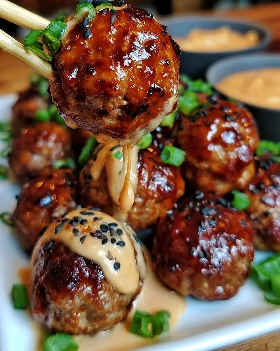 Koreanische BBQ Fleischbällchen mit scharfem Mayo-Dip