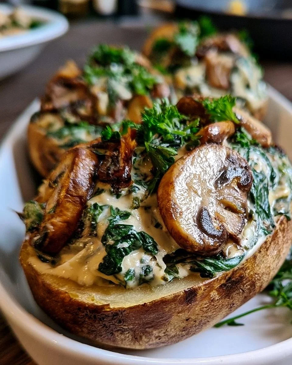 Ofenkartoffeln mit Pilz-Spinat-Füllung