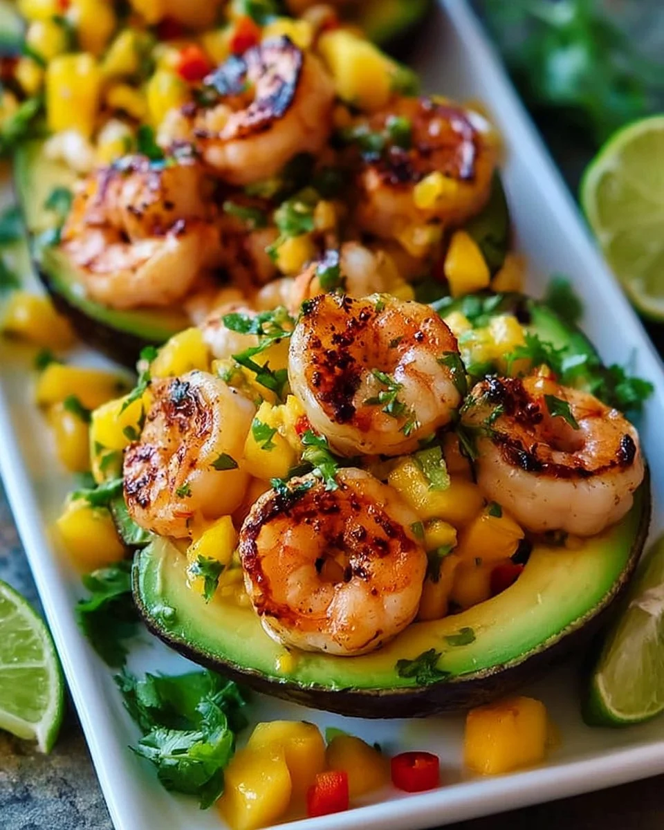 Shrimp- und Avocado-Bowls mit Mango-Salsa