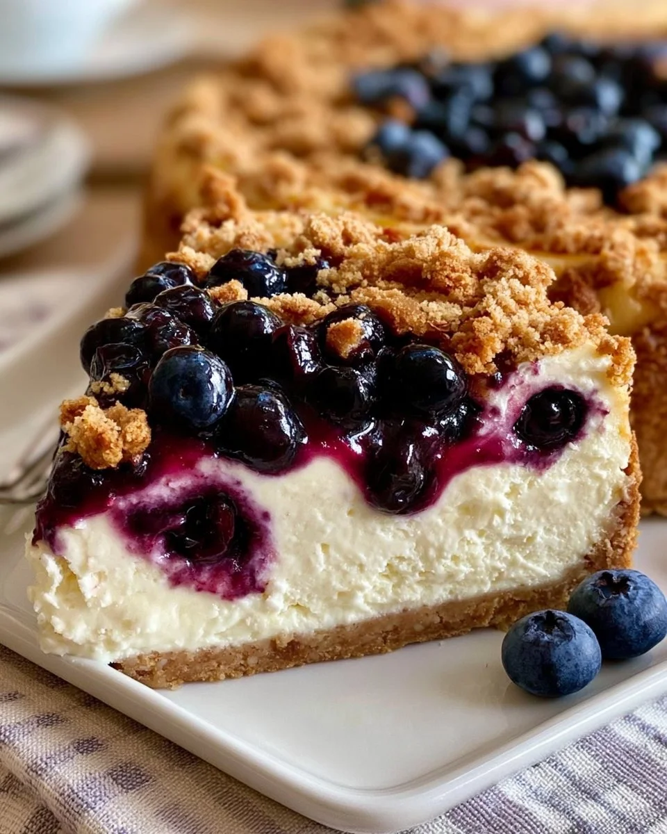 Cremiger Käsekuchen mit Heidelbeeren