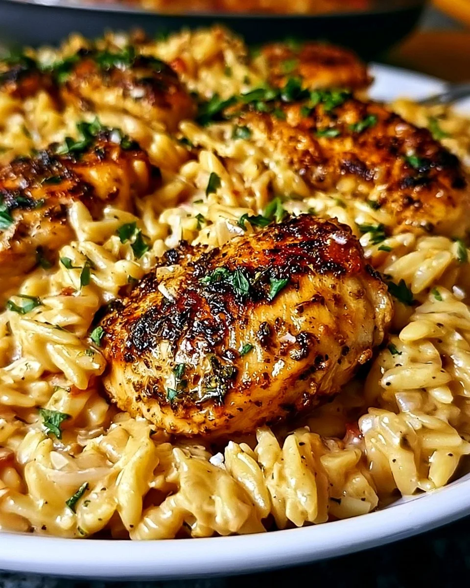Eintopfrezept Cajun-Hühnchen-Alfredo-Orzo für gemütliche Nächte zu Hause