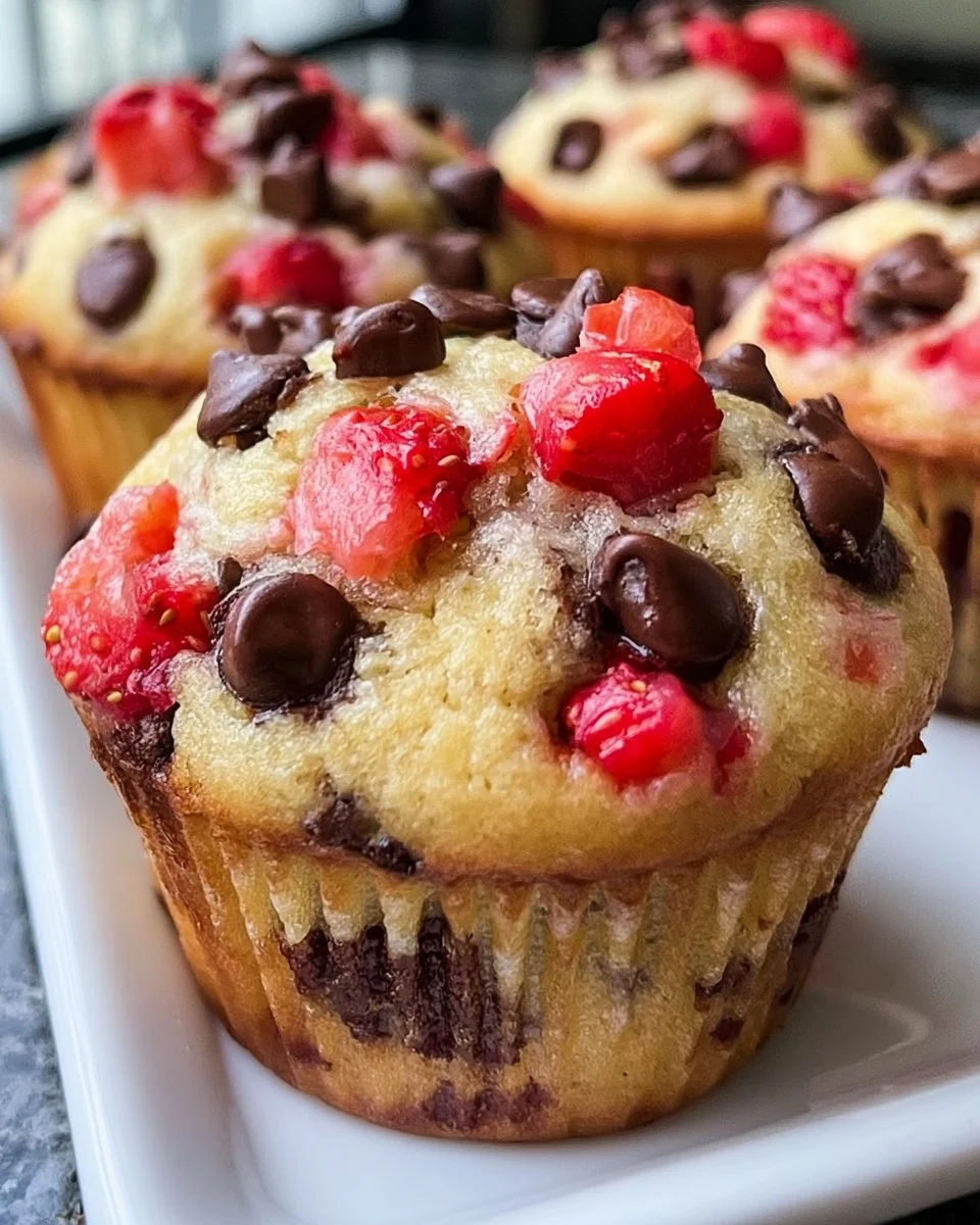 Erdbeere-Schokoladenstückchen Muffins