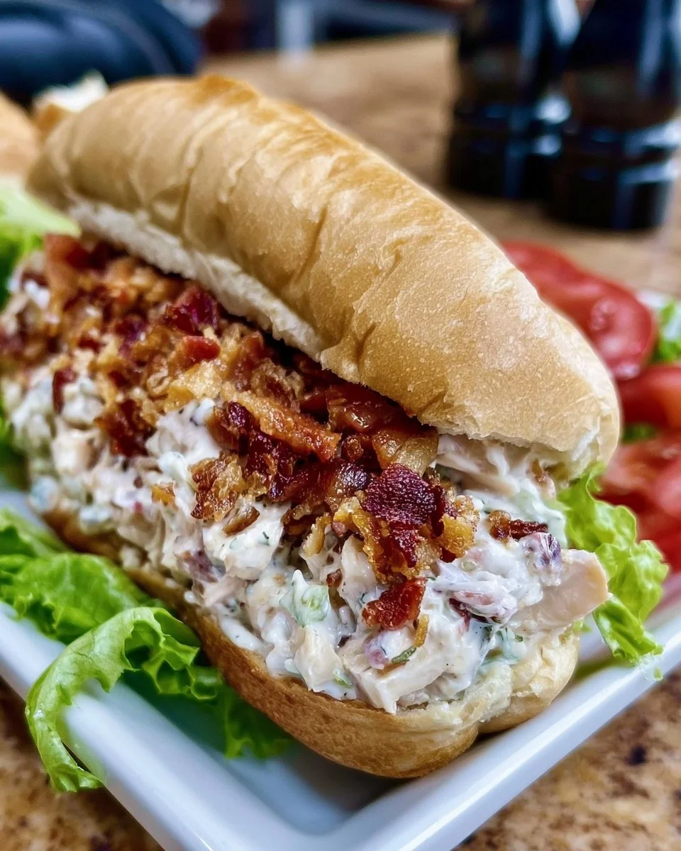 Geschnittener Hähnchen-Bacon-Ranch-Sandwich