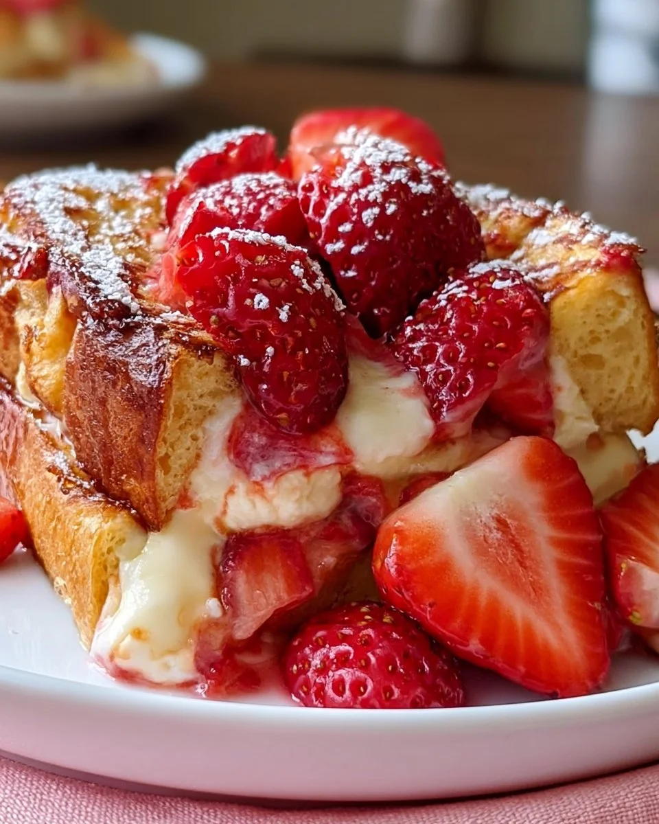 Unwiderstehlicher Erdbeer-Cheesecake-Toastauflauf